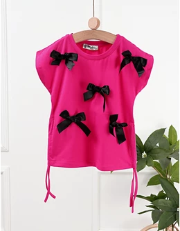 Tricou Kimono cu Fundite, ciclam