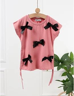 Tricou Kimono cu Fundite, roz-prafuit