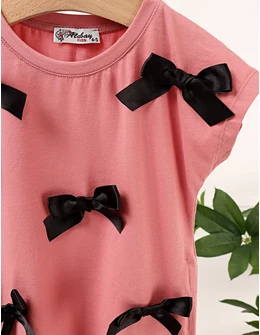Tricou Kimono cu Fundite, roz-prafuit