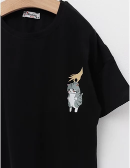 Tricou Lazy Cat, model negru