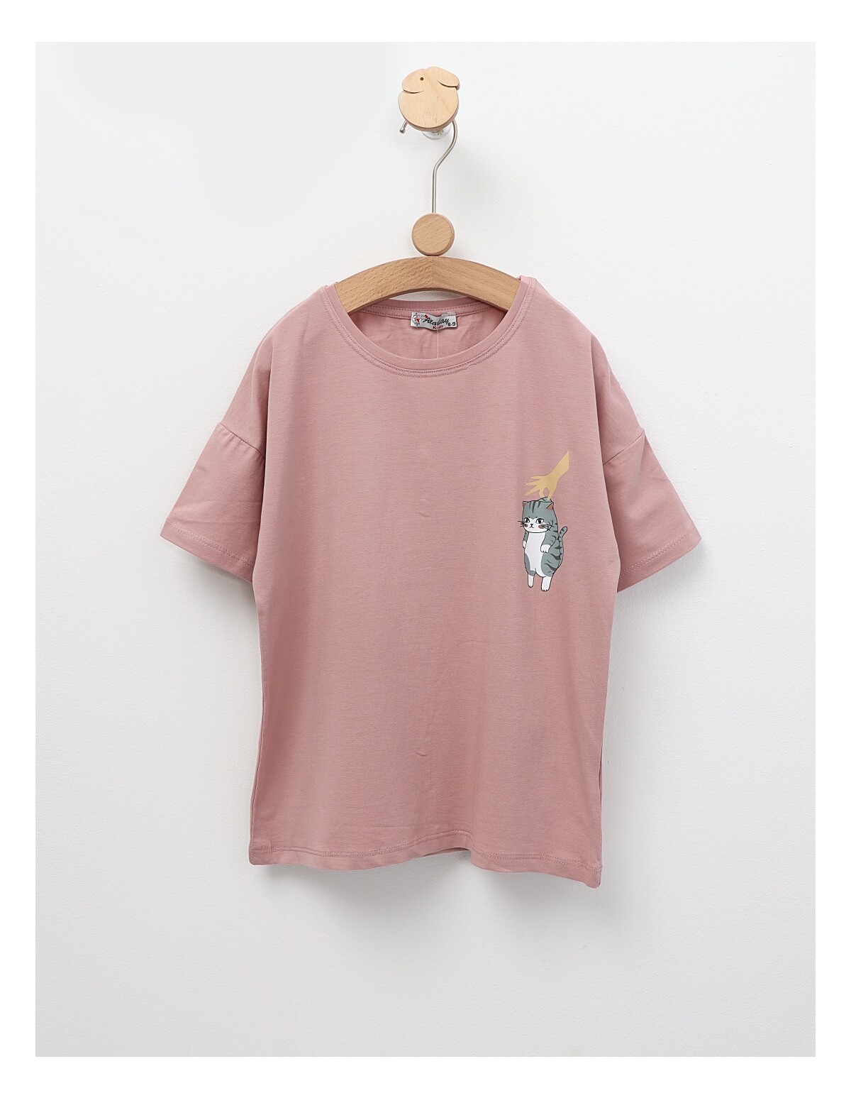 Tricou Lazy Cat, model roz-prafuit