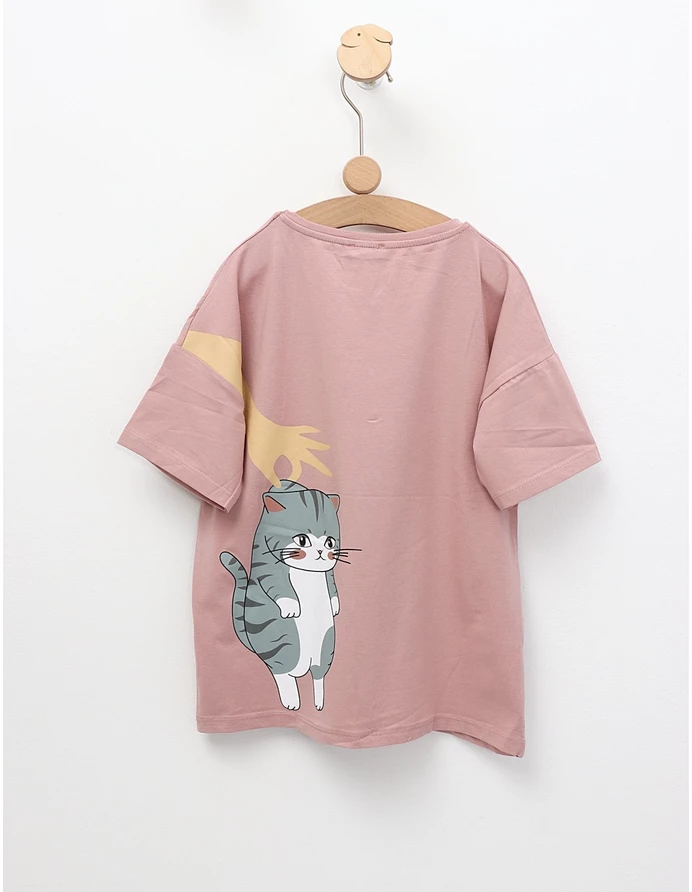 Tricou Lazy Cat, model roz-prafuit picture - 3