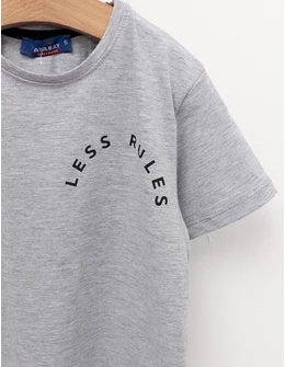 Tricou Less Rules, model gri