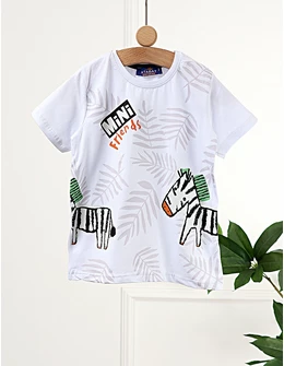 Tricou Mini Zebra Friends, cu alb