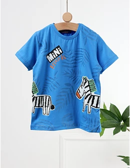 Tricou Mini Zebra Friends, cu albastru