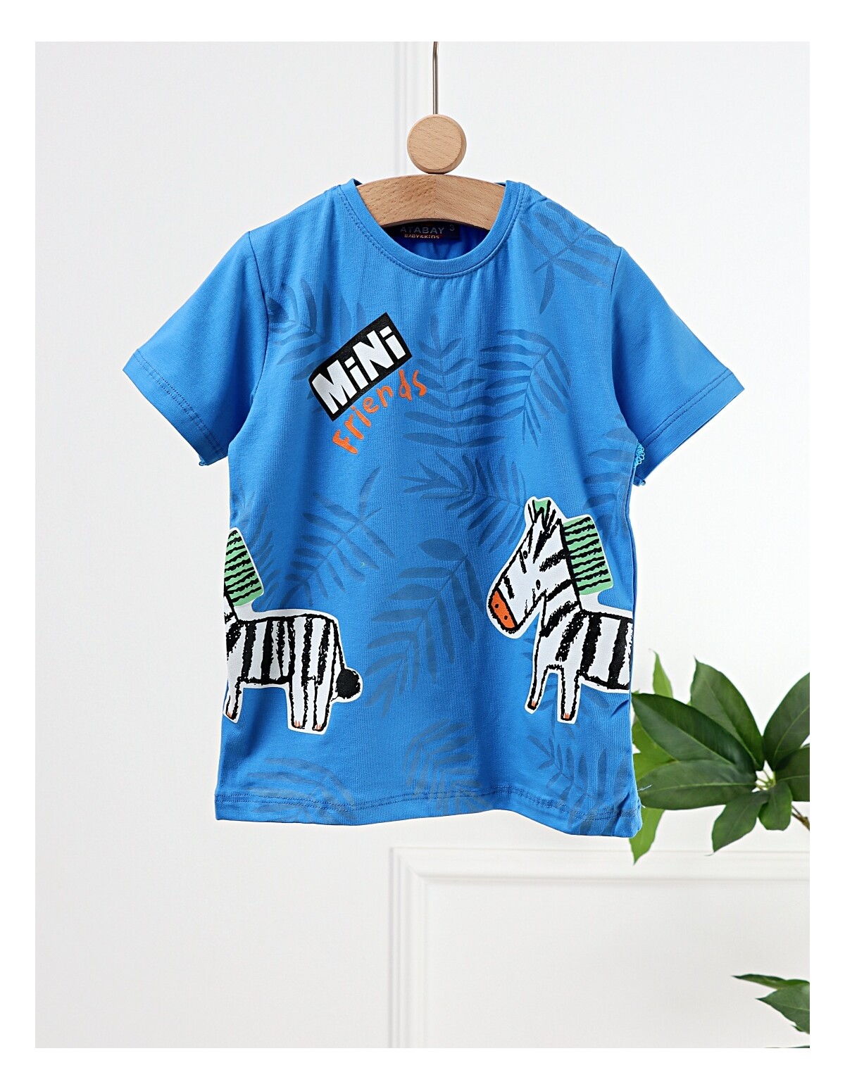 Tricou Mini Zebra Friends, cu albastru