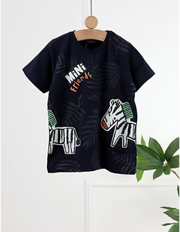 Tricou Mini Zebra Friends, cu bleumarin
