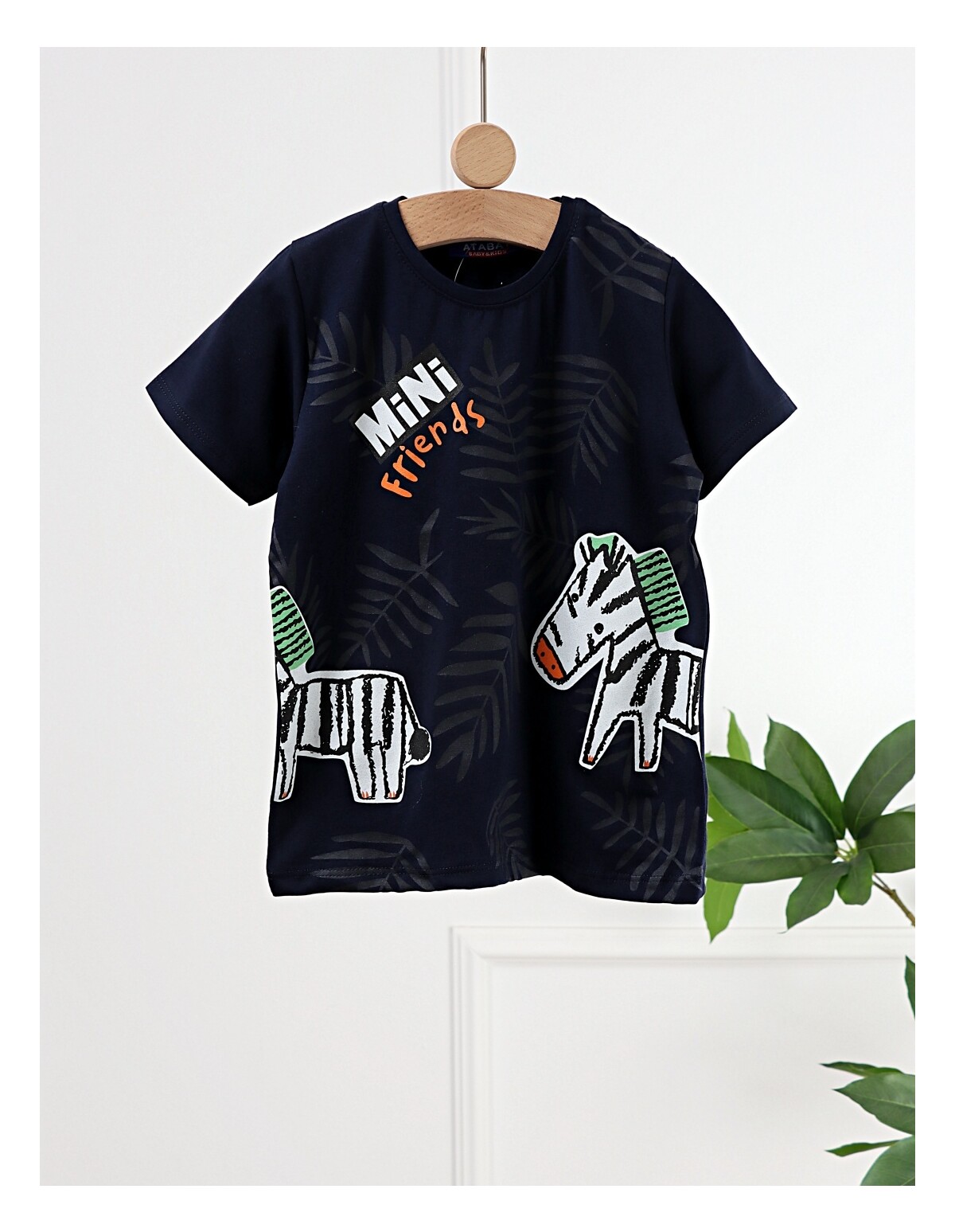 Tricou Mini Zebra Friends, cu bleumarin