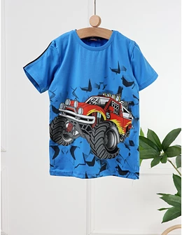Tricou Monster Truck, cu albastru