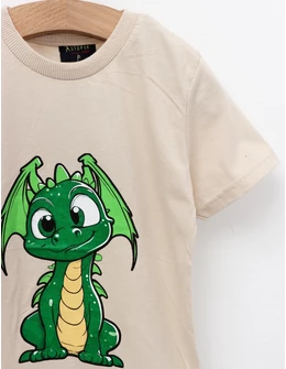 Tricou Moon Dragon, model bej