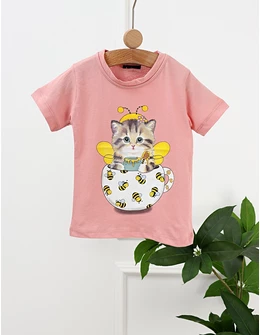 Tricou Pisicuta si Albine, roz-prafuit