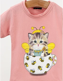 Tricou Pisicuta si Albine, roz-prafuit