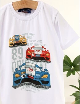 Tricou Race Fast Cars, model alb