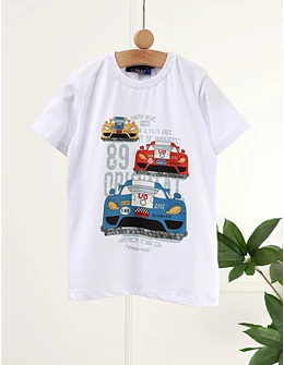 Tricou Race Fast Cars, model alb