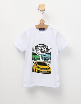 Tricou Smoky Wheel, model alb