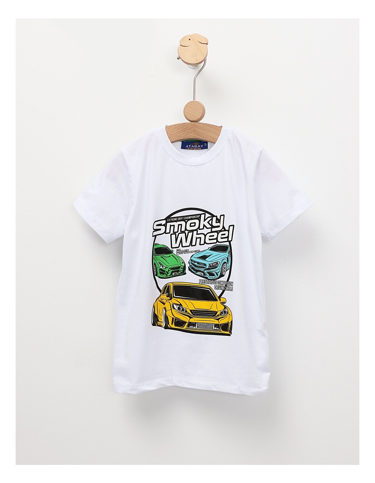 Tricou Smoky Wheel, model alb
