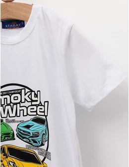 Tricou Smoky Wheel, model alb
