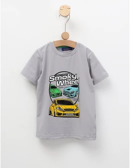 Tricou Smoky Wheel, model gri