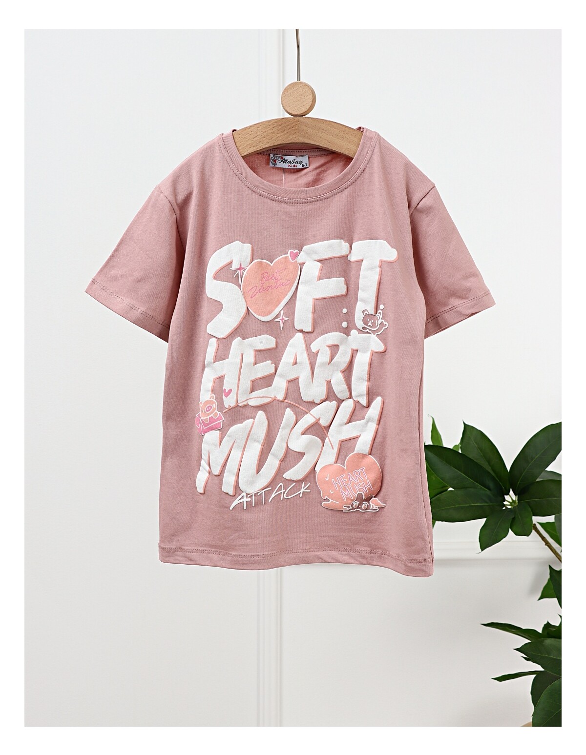 Tricou Soft Heart, model roz-prafuit
