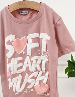 Tricou Soft Heart, model roz-prafuit
