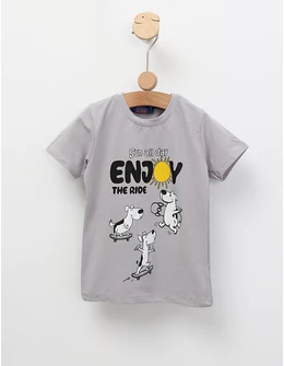 Tricou Sun All Day, Enjoy cu gri
