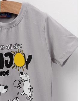 Tricou Sun All Day, Enjoy cu gri