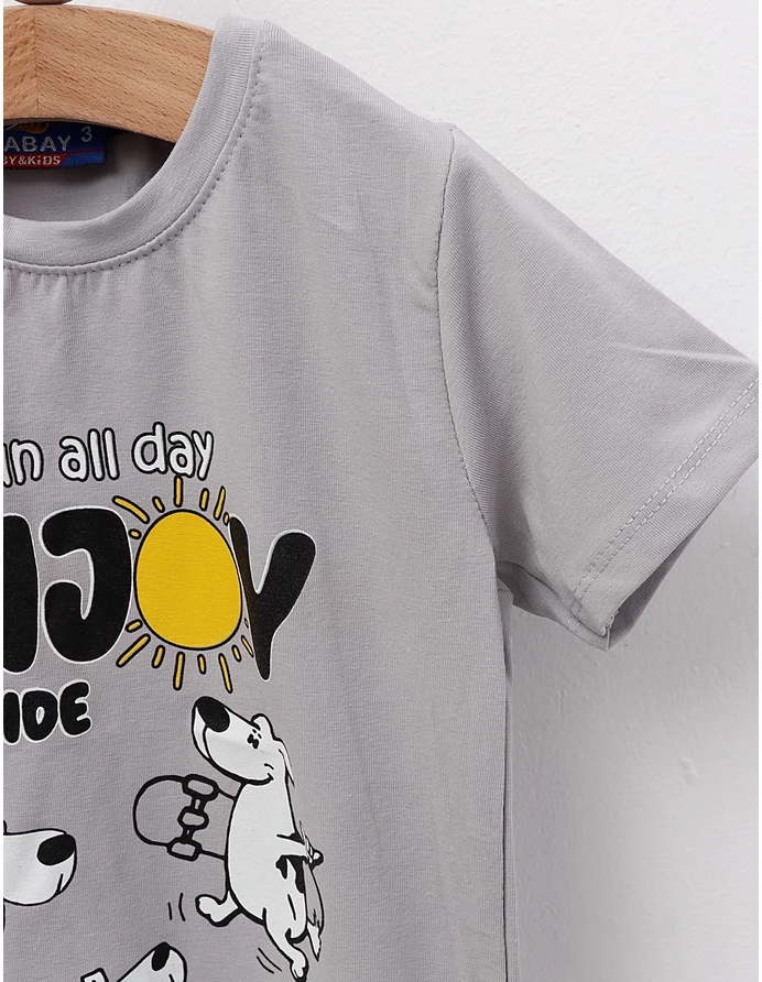 Tricou Sun All Day, Enjoy cu gri picture - 2