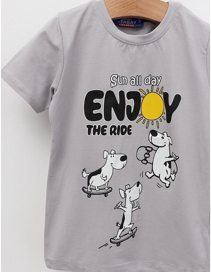 Tricou Sun All Day, Enjoy cu gri picture - 3