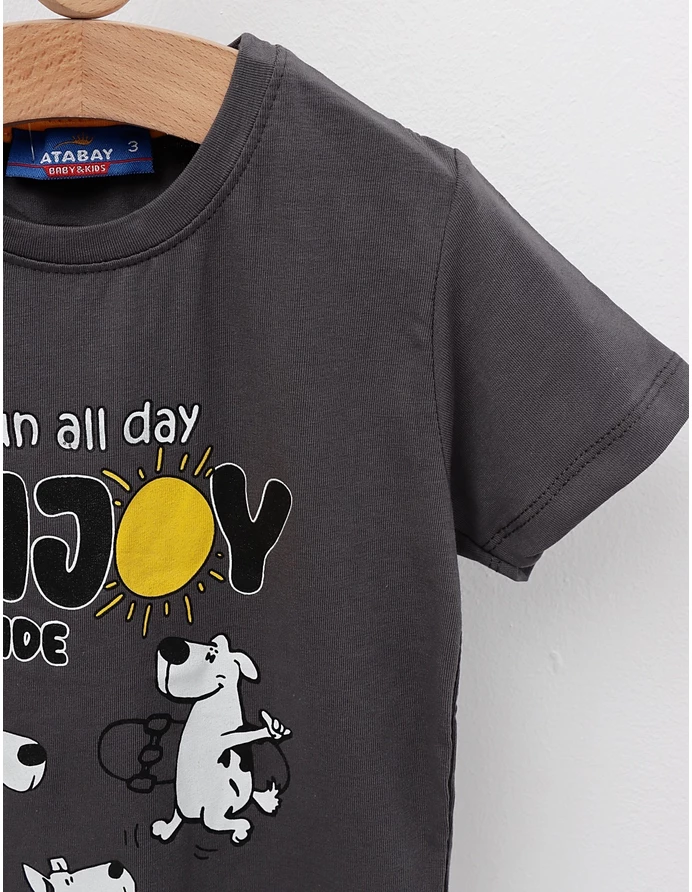 Tricou Sun All Day, Enjoy cu gri-inchis picture - 3