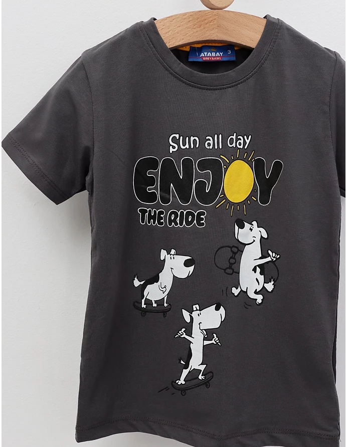 Tricou Sun All Day, Enjoy cu gri-inchis picture - 2