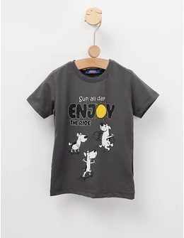 Tricou Sun All Day, Enjoy cu gri-inchis