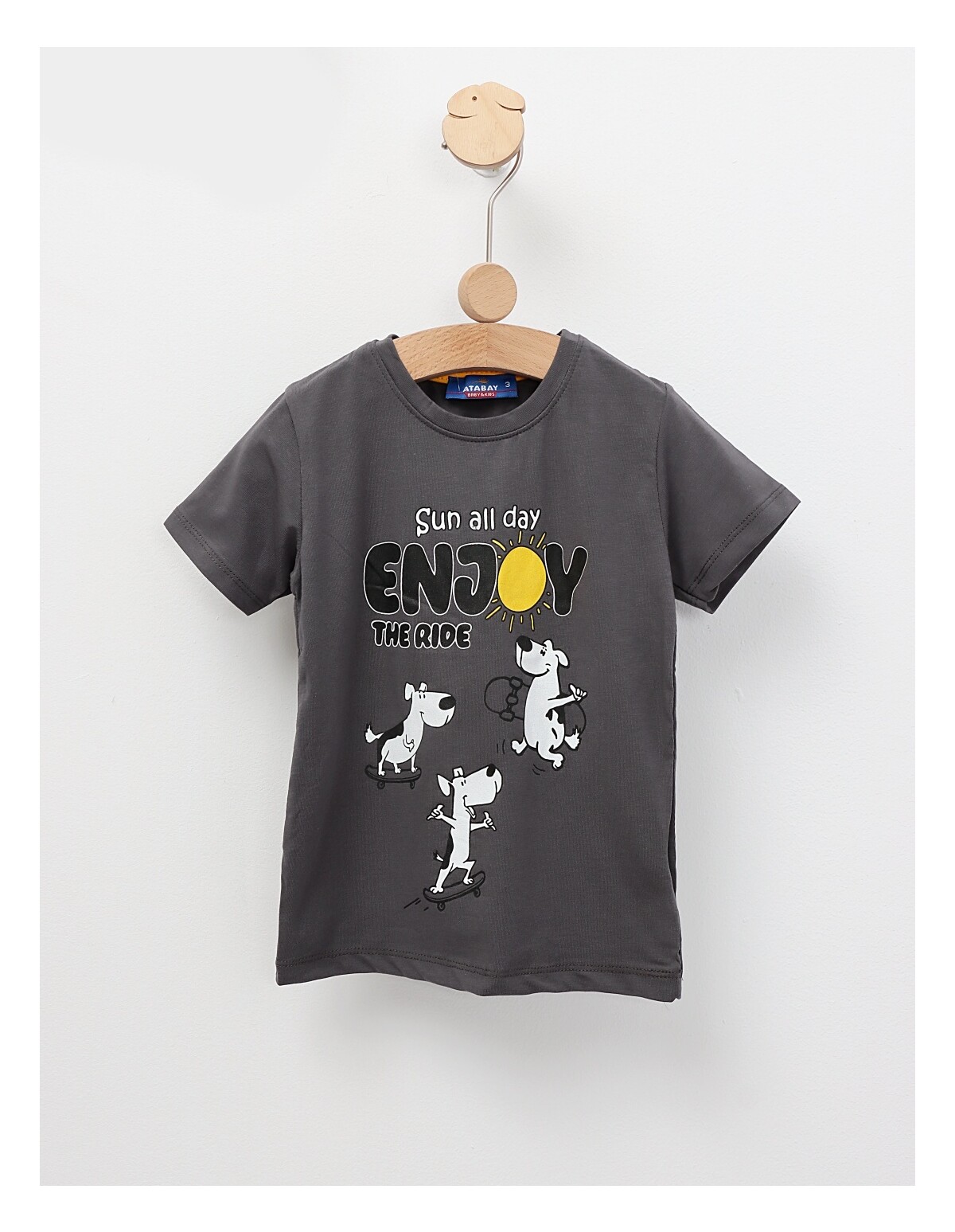 Tricou Sun All Day, Enjoy cu gri-inchis