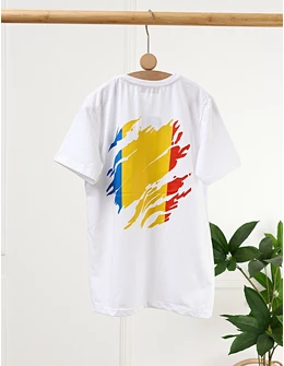 Tricou Tricolor Romania, alb