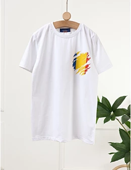 Tricou Tricolor Romania, alb