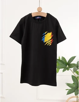 Tricou Tricolor Romania, negru