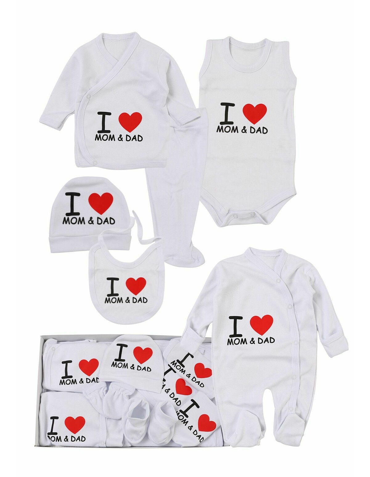Trusou Nou Nascut, 10 Piese, Love Mom Dad