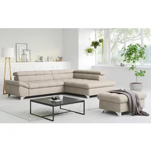 Colțar Genova, extensibil cu tetiere reglabile, ladă depozitare, ramă din lemn, 312x234 cm, culoare personalizată