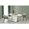 Masă extensibilă Aspen albă 140–180x90x76 cm, MDF lucios și oțel picture - 1