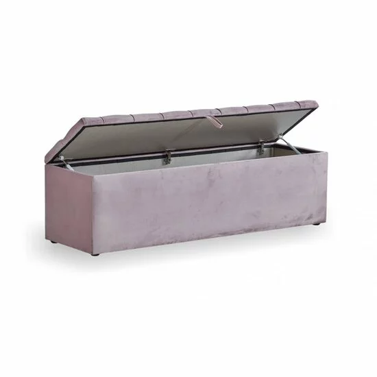 Bancă cu ladă de depozitare Visco, tapițată catifea, design elegant, 141x49x43 cm, roz picture - 5