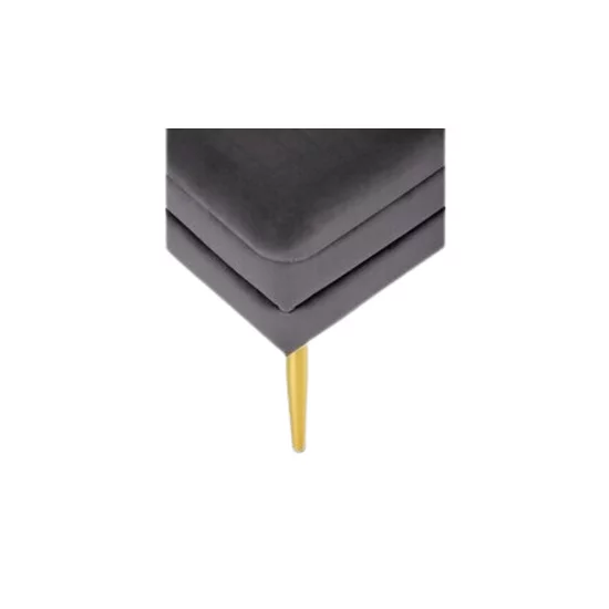 Bancă Velva, tapițată cu catifea și picioare aurii, 78x42x37 cm, gri picture - 6