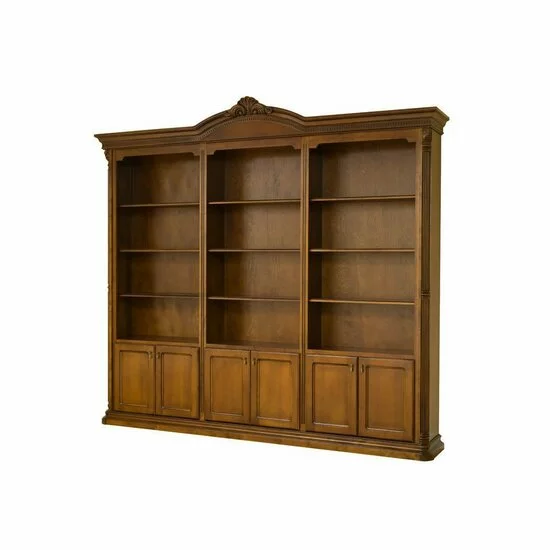 Bibliotecă Sonia, design robust, lemn masiv Paltin și Tei, MDF și panel furniruit, 262x40x244 cm, finisaj nuc picture - 2