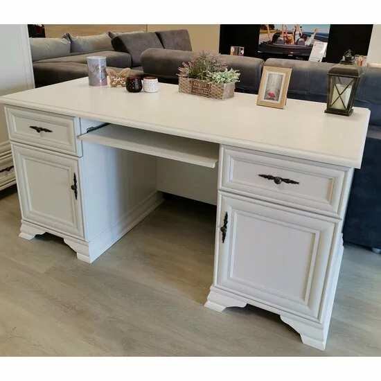 Birou Idento BIU2D2S, 2 dulapuri și 2 sertare, MDF și PAL laminat, 160x74x78 cm, alb alpin picture - 3