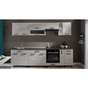 Bucătărie Iris, set modular, PAL melaminat, 280 cm, Alb Samoa