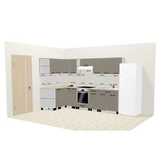 Bucătărie Iris Gri, set modular, PAL melaminat, 280 cm, Gri picture - 5