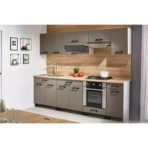 Bucătărie Iris Gri, set modular, PAL melaminat, 280 cm, Gri