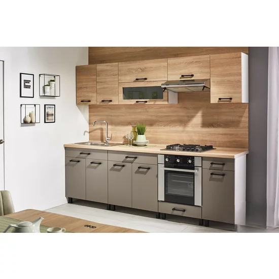 Bucătărie Iris Gri, set modular, PAL melaminat, 280 cm, Gri picture - 2