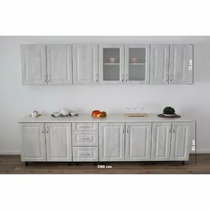 Bucătărie Modulară Kvadris, Fronturi Dune White, PAL Melaminat, 260 cm, Alb