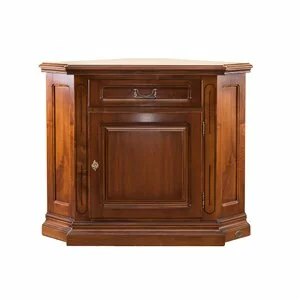 Bufet colț Mara din lemn masiv fag, panel și MDF, furniruit cu furnir de nuc, 76x76x86 cm