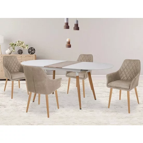 Masă Caliber extensibilă, albă 160-200x90x76 cm lucioasă picture - 6