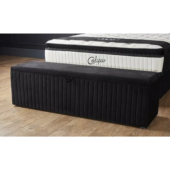 Bancă cu ladă de depozitare Calipso, tapițată cu stofă catifelată, 140x43x50 cm, negru picture - 2